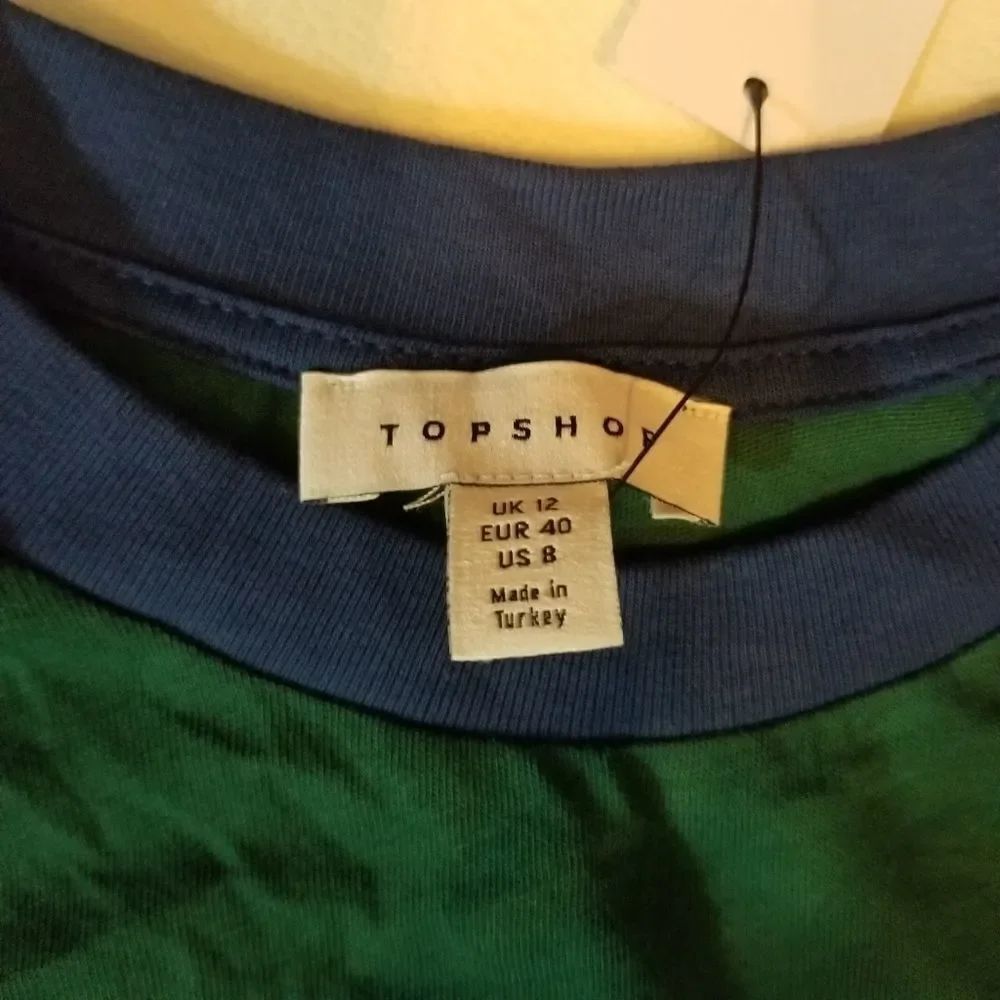 Topshop Blue‎ & Green Baseball Henley Size US8